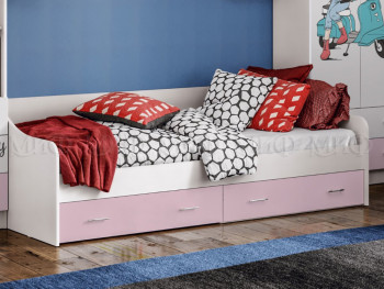 Кровать Fashion-1 Вега 0,9 м (Белый/Розовый) в Мотыгино - motygino.mebel54.com | фото