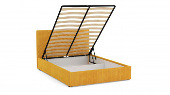 Кровать Гамма ш. 1400 (с основанием для хранения) (велюр тенерифе куркума) в Мотыгино - motygino.mebel54.com | фото