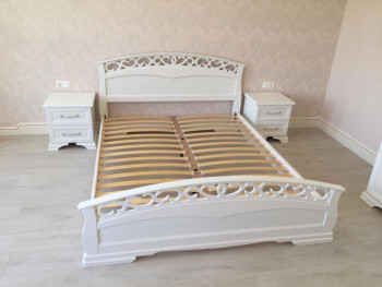 Кровать Грация-1 из массива сосны 1600*2000 Белый античный в Мотыгино - motygino.mebel54.com | фото