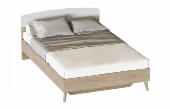  Кровать Калгари 1400 с основанием Дуб натуральный светлый/Белый матовый в Мотыгино - motygino.mebel54.com | фото
