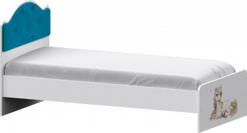 Кровать Каспер с мягкой спинкой и фотопечатью (800х1900)  Белый/Бирюза в Мотыгино - motygino.mebel54.com | фото