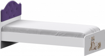 Кровать Каспер с мягкой спинкой и фотопечатью (800х1900)Белый/Фиолетовый в Мотыгино - motygino.mebel54.com | фото