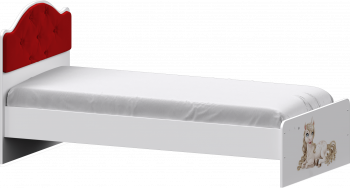 Кровать Каспер с мягкой спинкой и фотопечатью (800х1900)Белый/Красный в Мотыгино - motygino.mebel54.com | фото
