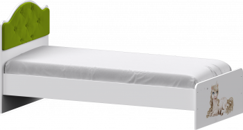 Кровать Каспер с мягкой спинкой и фотопечатью (800х1900)Белый/Лайм в Мотыгино - motygino.mebel54.com | фото