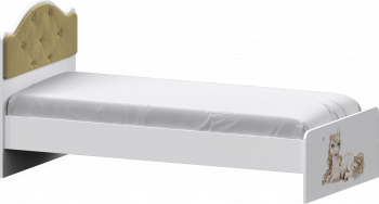 Кровать Каспер с мягкой спинкой и фотопечатью (800х1900)  Белый/Ваниль в Мотыгино - motygino.mebel54.com | фото