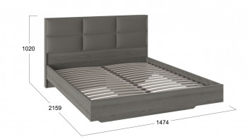 Кровать «Либерти» с мягким изголовьем Хадсон/Ткань Грей/1400 в Мотыгино - motygino.mebel54.com | фото