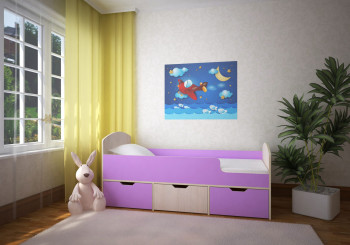 Кровать Малыш-мини Дуб молочный/Ирис в Мотыгино - motygino.mebel54.com | фото