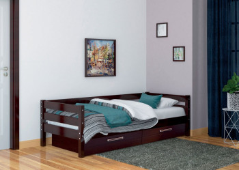 Кровать одинарная ГЛОРИЯ из массива сосны  900*2000 (Орех Тёмный) в Мотыгино - motygino.mebel54.com | фото