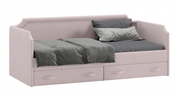 Кровать с мягкой обивкой и ящиками «Кантри» Тип 1 (900) (Велюр пудровый) в Мотыгино - motygino.mebel54.com | фото