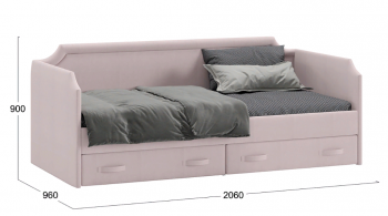 Кровать с мягкой обивкой и ящиками «Кантри» Тип 1 (900) (Велюр пудровый) в Мотыгино - motygino.mebel54.com | фото