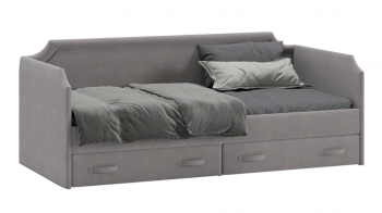 Кровать с мягкой обивкой и ящиками «Кантри» Тип 1 (900) (Велюр Светло-серый) в Мотыгино - motygino.mebel54.com | фото