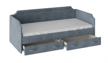Кровать с мягкой обивкой и ящиками «Кантри» Тип 1 (900) (Замша синяя) в Мотыгино - motygino.mebel54.com | фото