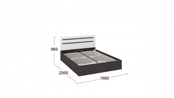 Кровать с подъемным механизмом «Фьюжн» Белый глянец/Венге Линум в Мотыгино - motygino.mebel54.com | фото
