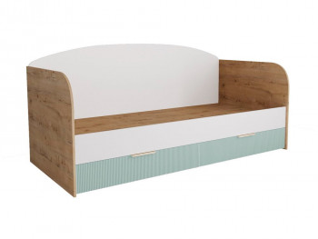 Кровать с ящиками ДКД 2000.1 Лавис (Белый софт/Зеленый софт/корпус Дуб бунратти) в Мотыгино - motygino.mebel54.com | фото