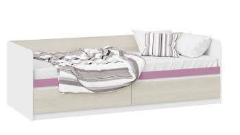Кровать «Сканди» с 2 ящиками Дуб Гарден/Белый/Лиловый в Мотыгино - motygino.mebel54.com | фото