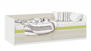 Кровать «Сканди» с 2 ящиками Дуб Гарден/Белый/Зеленый в Мотыгино - motygino.mebel54.com | фото