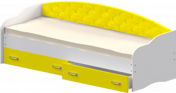 Кровать Софа-7 с мягкой спинкой (800х1900) Белый/Желтый в Мотыгино - motygino.mebel54.com | фото