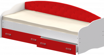 Кровать Софа-7 с мягкой спинкой (800х1900) Белый/Красный в Мотыгино - motygino.mebel54.com | фото