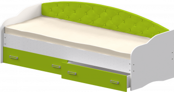 Кровать Софа-7 с мягкой спинкой (800х1900) Белый/Лайм в Мотыгино - motygino.mebel54.com | фото
