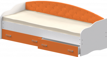 Кровать Софа-7 с мягкой спинкой (800х1900) Белый/Оранжевый в Мотыгино - motygino.mebel54.com | фото