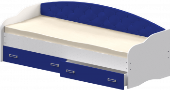 Кровать Софа-7 с мягкой спинкой (800х1900) Белый/Синий в Мотыгино - motygino.mebel54.com | фото