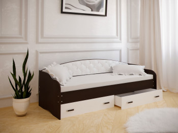 Кровать Софа-7 с мягкой спинкой (800х2000) Венге/ Белый в Мотыгино - motygino.mebel54.com | фото