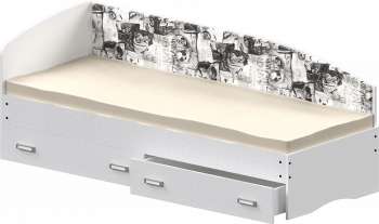 Кровать Софа-9 с мягкой спинкой с рисунком Милана (900х1900) Белый в Мотыгино - motygino.mebel54.com | фото