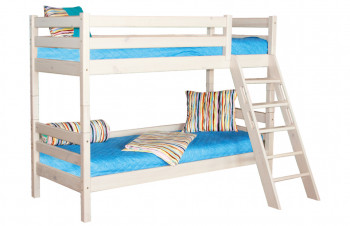 Кровать Соня вариант 10 двухъярусная с наклонной лестницей Белый полупрозрачный в Мотыгино - motygino.mebel54.com | фото