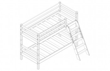 Кровать Соня вариант 12 низкая с наклонной лестницей Белый полупрозрачный в Мотыгино - motygino.mebel54.com | фото