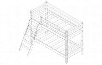Кровать Соня вариант 12 низкая с наклонной лестницей Белый полупрозрачный в Мотыгино - motygino.mebel54.com | фото