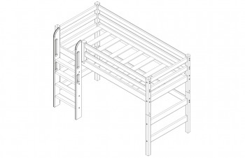 Кровать Соня вариант 5 полувысокая с прямой лестницей белый полупрозрачный в Мотыгино - motygino.mebel54.com | фото