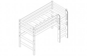 Кровать Соня вариант 5 полувысокая с прямой лестницей лаванда в Мотыгино - motygino.mebel54.com | фото