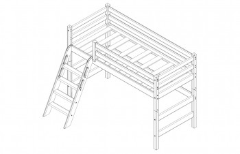 Кровать Соня вариант 6 полувысокая с наклонной лестницей Лаванда в Мотыгино - motygino.mebel54.com | фото