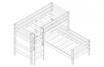 Кровать Соня вариант 7 угловая с прямой лестницей Белый полупрозрачный в Мотыгино - motygino.mebel54.com | фото