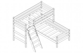 Кровать Соня вариант 8 угловая с наклонной лестницей Белый полупрозрачный в Мотыгино - motygino.mebel54.com | фото