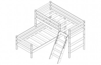 Кровать Соня вариант 8 угловая с наклонной лестницей Белый полупрозрачный в Мотыгино - motygino.mebel54.com | фото