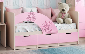Кровать Юниор-3 ((мульт) розовый металл/дуб беленый) в Мотыгино - motygino.mebel54.com | фото
