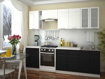 Кухня Валерия-М (Белый/Черный металлик/белый) в Мотыгино - motygino.mebel54.com | фото