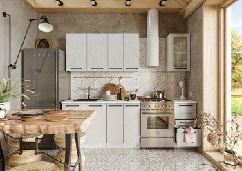 Кухонный гарнитур Нувель 1800мм белый/бетон белый в Мотыгино - motygino.mebel54.com | фото