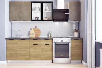 Кухонный гарнитур Стоун 2.0 (белый/камень темно-серый/акация светлая) в Мотыгино - motygino.mebel54.com | фото