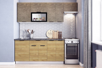 Кухонный гарнитур Стоун 2.2 (белый/камень темно-серый/акация светлая) в Мотыгино - motygino.mebel54.com | фото