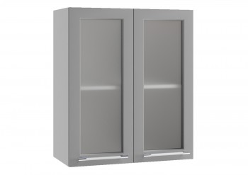 Квадро ПС 600 шкаф верхний со стеклом (Белый софт/корпус Серый) в Мотыгино - motygino.mebel54.com | фото