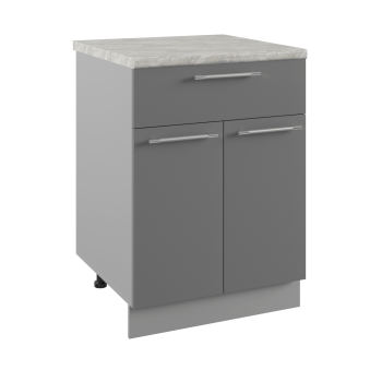 Квадро С1ЯШ 600 шкаф нижний с ящиком (Белый софт/корпус Серый) в Мотыгино - motygino.mebel54.com | фото