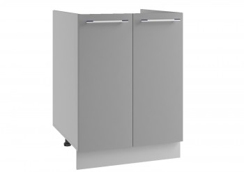 Квадро СМ 600 шкаф нижний мойка с 2-мя фасадами (Белый софт/корпус Серый) в Мотыгино - motygino.mebel54.com | фото