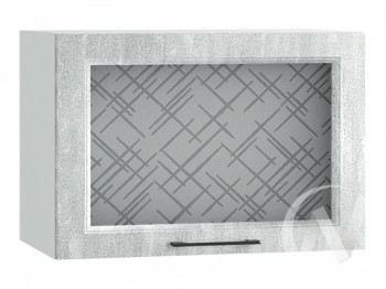 Либерти Шкаф верхний горизонтальный со стеклом ШВГС 609 (Холст грей/корпус белый) в Мотыгино - motygino.mebel54.com | фото