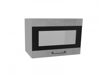 Лофт ПГСФ 500 шкаф верхний горизонтальный со стеклом и фотопечатью (Бетон светлый/корпус Серый) в Мотыгино - motygino.mebel54.com | фото