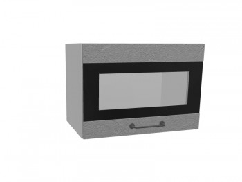 Лофт ПГСФ 500 шкаф верхний горизонтальный со стеклом и фотопечатью (Штукатурка серая/корпус Серый) в Мотыгино - motygino.mebel54.com | фото