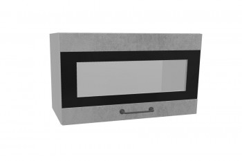 Лофт ПГСФ 600 шкаф верхний горизонтальный со стеклом и фотопечатью (Бетон светлый/корпус Серый) в Мотыгино - motygino.mebel54.com | фото
