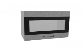 Лофт ПГСФ 600 шкаф верхний горизонтальный со стеклом и фотопечатью (Штукатурка серая/корпус Серый) в Мотыгино - motygino.mebel54.com | фото