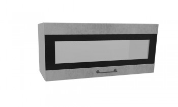 Лофт ПГСФ 800 шкаф верхний горизонтальный со стеклом и фотопечатью (Бетон светлый/корпус Серый) в Мотыгино - motygino.mebel54.com | фото